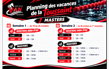 🏊 VACANCES DE LA TOUSSAINT 2026 – PLANNING MASTERS